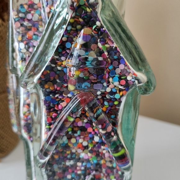 Vintage Clear Glass House Shaped Bottle Filled w Spare Diamond Painting Stones - Picture 4 of 16
